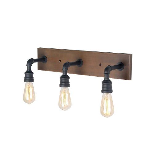  LNC 3 Water Pipe Black Lamp Industrial Sconces Wall Vanity Lighting Fixtures A03376