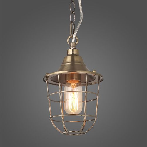  LNC 1-Light Caged Pendant Lighting Champagne Pendant Lights Nautical Ceiling Lamps