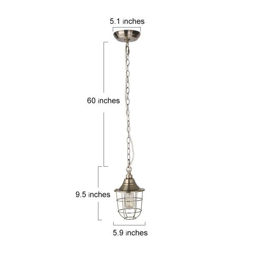  LNC 1-Light Caged Pendant Lighting Champagne Pendant Lights Nautical Ceiling Lamps