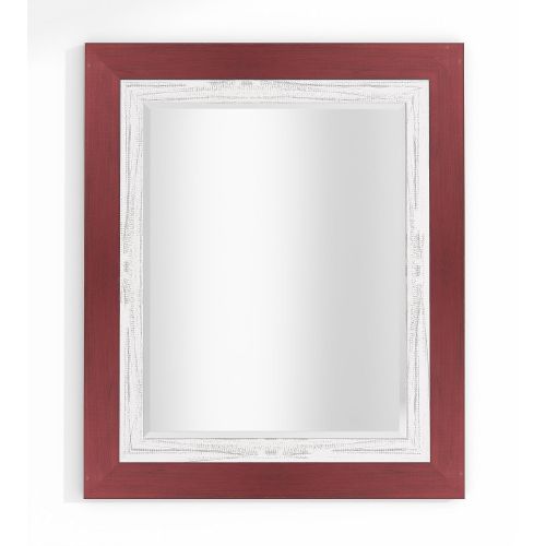  LND Reflections Framed Beveled Mirror - 30x36 or 32x44 - 12 Colors (32 x 44, Marshmallow White/Alabama Red)