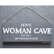 LNWoodcraft Personalised Woman Cave Wooden Sign | My Cave My Rules | Plaque | Mothers Day | Wife | Gift | Mum | Femme Den | She Shed | Lady Lair