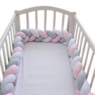 LOAOL Baby Crib Bumper Knotted Braided Plush Nursery Cradle Decor Newborn Gift Pillow Cushion Junior Bed Sleep Bumper (2 Meters, Mint)