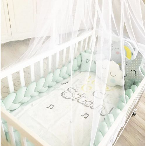  LOAOL Baby Crib Bumper Knotted Braided Plush Nursery Cradle Decor Newborn Gift Pillow Cushion Junior Bed Sleep Bumper (2 Meters, Mint)