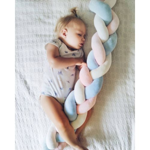  LOAOL Baby Crib Bumper Knotted Braided Plush Nursery Cradle Decor Newborn Gift Pillow Cushion...