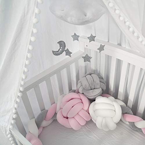  [아마존베스트]LOAOL Kids Bed Canopy with Pom Pom Hanging Mosquito Net for Baby Crib Nook Castle Game Tent Nursery Play Room Decor (White)