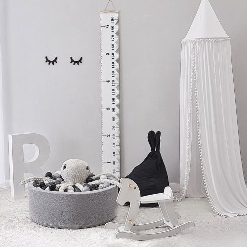  [아마존베스트]LOAOL Kids Bed Canopy with Pom Pom Hanging Mosquito Net for Baby Crib Nook Castle Game Tent Nursery Play Room Decor (White)