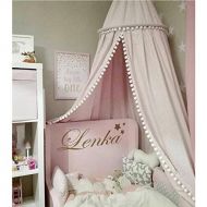[아마존베스트]LOAOL Kids Bed Canopy with Pom Pom Hanging Mosquito Net for Baby Crib Nook Castle Game Tent...