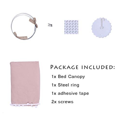  [아마존베스트]LOAOL Kids Bed Canopy with Pom Pom Hanging Mosquito Net for Baby Crib Nook Castle Game Tent...