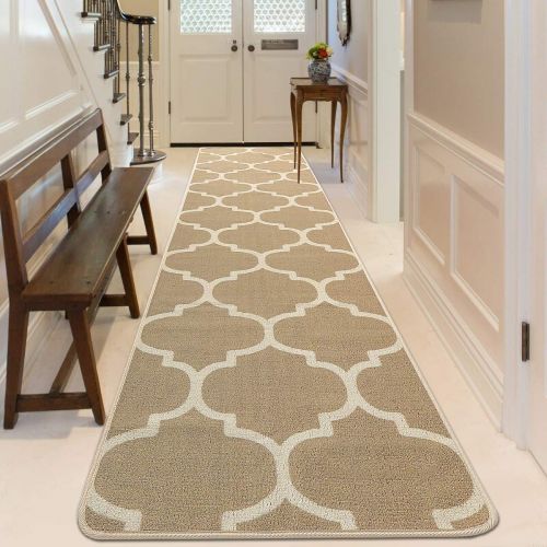  LOCHAS Area Rug for Kitchen Entry Hallway 2.3 X 10 Feet Non Slip Medium Plaid Rug Welcome Mat