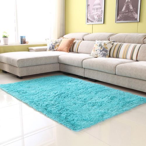  LOCHAS Soft Indoor Modern Area Rugs Fluffy Living Room Carpets Suitable for Children Bedroom Decor Nursery Rugs 4 Feet by 5.3 Feet (Blue)