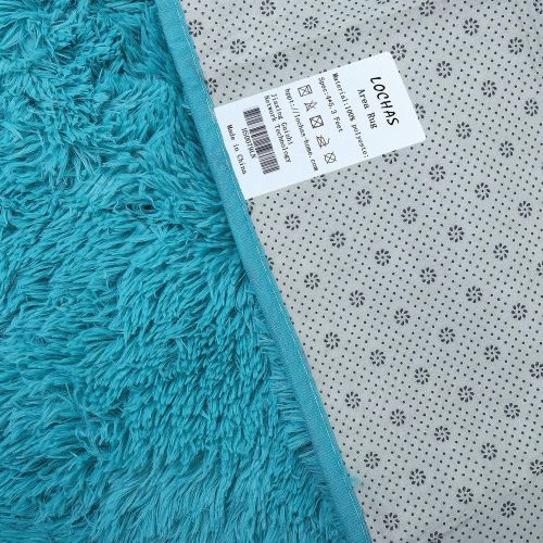  LOCHAS Soft Indoor Modern Area Rugs Fluffy Living Room Carpets Suitable for Children Bedroom Decor Nursery Rugs 4 Feet by 5.3 Feet (Blue)