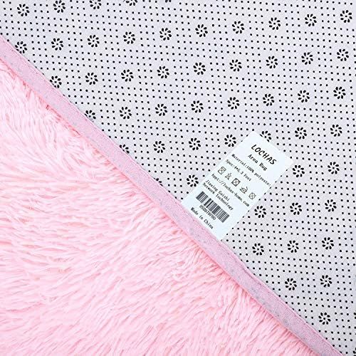  LOCHAS Soft Indoor Modern Area Rugs Fluffy Living Room Carpets Suitable for Children Bedroom Decor Nursery Rugs 4 Feet by 5.3 Feet (Pink)