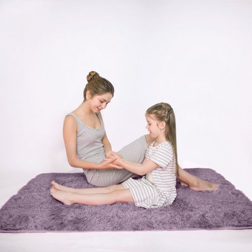  LOCHAS Soft Indoor Modern Area Rugs Fluffy Living Room Carpets Suitable for Children Bedroom Decor Nursery Rugs 4 Feet by 5.3 Feet