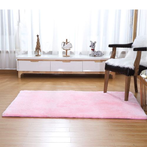  LOCHAS Ultra Soft Indoor Area Rugs 5.5 cm Thick Shaggy Fashion Color Bedroom Living Room Carpets Suitable for Children Home Decor Baby Nursery Rugs Footcloth 4 x 5.3 (Pink)