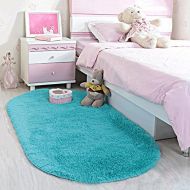 [아마존핫딜][아마존 핫딜] LOCHAS Ultra Soft Children Rugs Room Mat Modern Shaggy Area Rugs Home Decor 2.6 X 5.3, Turquoise Blue