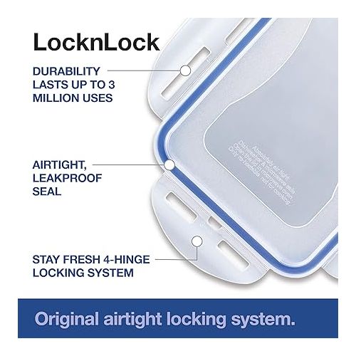  LOCK & LOCK Easy Essentials Food Storage lids/Airtight containers, BPA Free, 54 Ounce, Clear