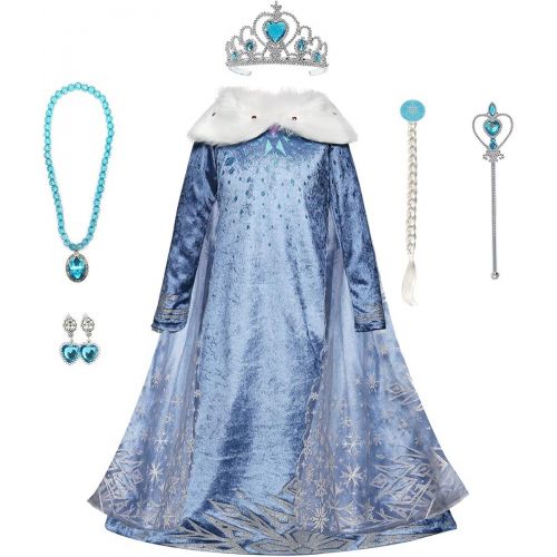  LOEL Princess Costume Fancy Dress Up Halloween Cosplay Winter Outfits with Cape