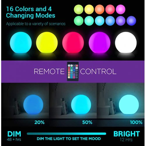  LOFTEK LED Light Ball : 12-inch RGB Colors Light Sphere with Remote Control, Cordless Floating Pool...