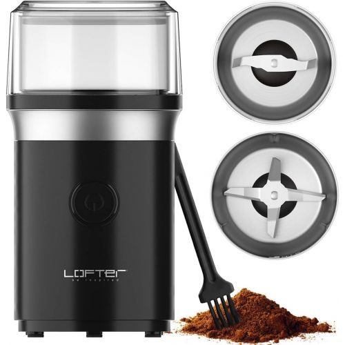  Electric Coffee Grinder, LOFTER 150W Portable Spice & Nut Grinder with Stainless Steel Blade, Large Grinding Capacity, Portable & Compact, Fast Grinding for Coffee Beans, Seeds, Sp