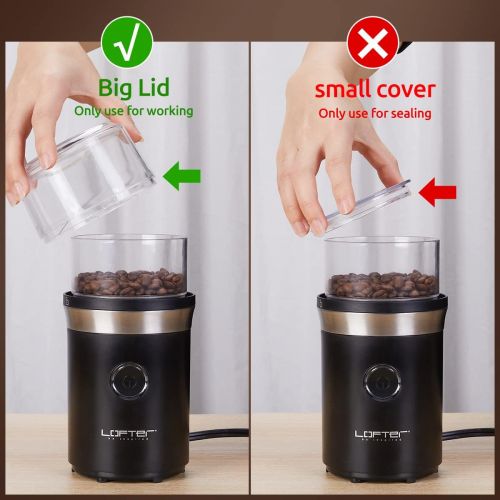  Electric Coffee Grinder, LOFTER 150W Portable Spice & Nut Grinder with Stainless Steel Blade, Large Grinding Capacity, Portable & Compact, Fast Grinding for Coffee Beans, Seeds, Sp