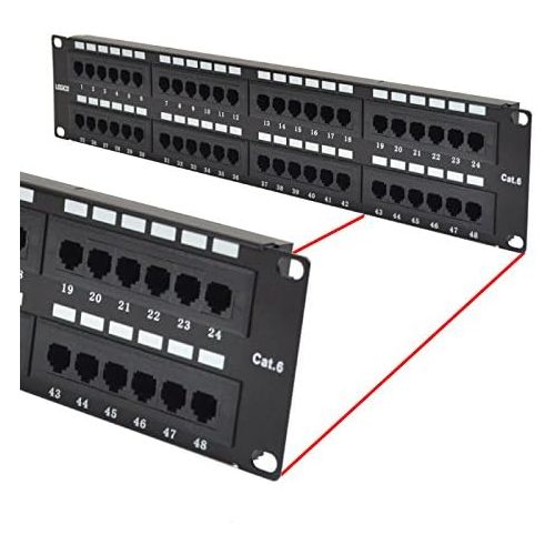  LOGICO CAT6 UTP 48 PORT NETWORK LAN RACK MOUNTED PATCH PANEL 2U 110 WITH CABLE MANAGEMENT