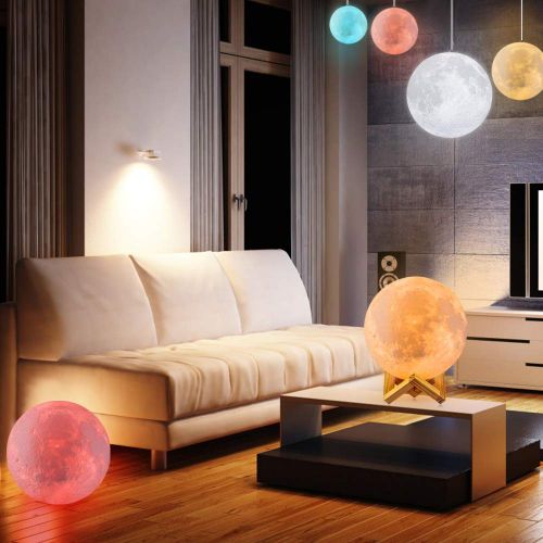  [아마존 핫딜] [아마존핫딜]Moon Lamp, LOGROTATE Moon Light Lamps with Time Setting and Stand 3D Print LED 16 Colors, Hung Up Decorative Night Lights for Baby Kids Friends Lover Birthday Gifts(Diameter 9.6 in