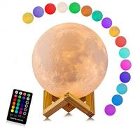 Moon Lamp, LOGROTATE 16 Colors LED 3D Print Moon Light with Stand & Remote&Touch Control and USB Rechargeable, Moon Light Lamps for Kids Lover Birthday Gifts(Diameter 4.8 INCH)