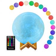 Moon Lamp, LOGROTATE Moon Light Lamps with Time Setting and Stand 3D Print LED 16 Colors, Hung Up Decorative Night Lights for Baby Kids Friends Lover Birthday Gifts(Diameter 9.6 in