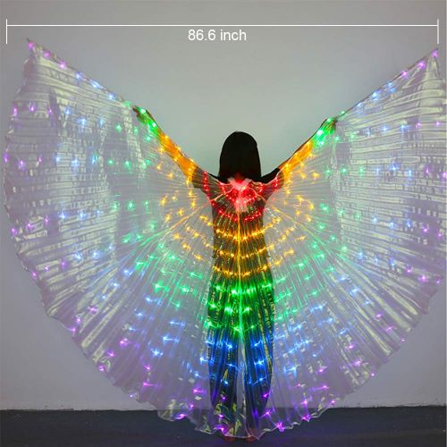  LOHOME Girls LED Butterfly Wings Belly Dance Costumes Glowing Performance Clothing With Telescopic Stick for Carnival, Stage, Halloween Christmas Party