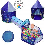 [아마존베스트]LOJETON 3pc Ocean World Kids Play Tent, Tunnel & Ball Pit with Basketball Hoop for Boys, Girls and Toddlers - Indoor/Outdoor Playhouse, Lightweight, Easy to Setup