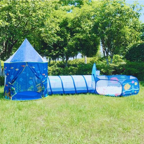  [아마존베스트]LOJETON 3pc Ocean World Kids Play Tent, Tunnel & Ball Pit with Basketball Hoop for Boys, Girls and Toddlers - Indoor/Outdoor Playhouse, Lightweight, Easy to Setup