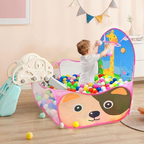  LOJETON Kids Ball Pit Pop Up Children Play Tent, Toddler Ball Animal Pool Baby Crawl Playpen with Basketball Hoop and Zipper Storage Bag - Balls Not Included