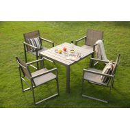 LOKATSE HOME Patio Outdoor Dining Set 5 Piece Square Table and Chairs