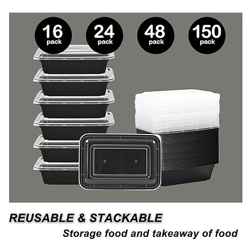  LOKATSE HOME 16 Pack Meal Prep Containers 24 oz Reusable Storage Lunch Bento Boxes, Freezer and Dishwasher Safe & Stackable