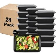 LOKATSE HOME 24 Pack Meal Prep Containers 24 oz Reusable Storage Lunch Bento Boxes, Freezer and Dishwasher Safe & Stackable