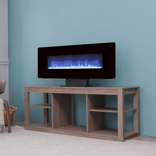  LOKATSE HOME 48 Electric Fireplace Wall Mounted FreeStanding Heater with Adjustable Flame & Remote Control, 1400W , Black