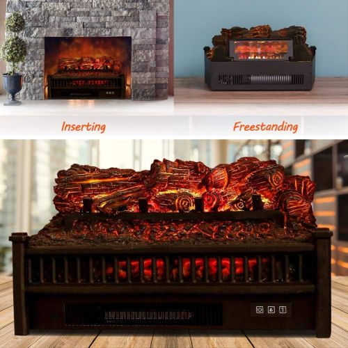  LOKATSE HOME 23 1400W Insert Log Electric Fireplace Stove Heater with Realistic Ember Bed,Remote (23 inch no Frame)