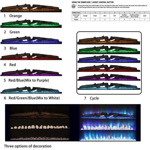  LOKATSE HOME 42 1400W Wall Mounted Freestanding Electric Fireplace Heater with Realistic Logs&Crystal 7 Flame 3 Side Light Timer Thermostat Adjustable Manual&Remote Control (42 inc