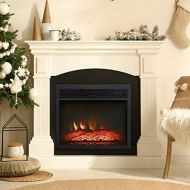 LOKATSE HOME 23 1400W Insert Recessed in Wall Freestanding Electric Fireplace Stove Heater with Realistic Logs Flame Brightness Adjustable Remote Control (23 inch)