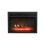 LOKATSE HOME 23 Inches 1400W Electric Fireplace Insert Heater Log with Realistic Flame Remote Control, Over-heating Protection, Black