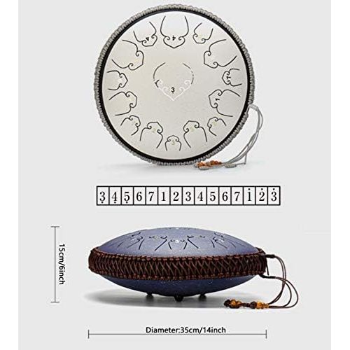  [아마존베스트]LOKE 15 Notes Steel Tongue Drum, 13 Inch Harmonic HandPan Drum with Beater Travel Bag for Meditation, Yoga and Zen