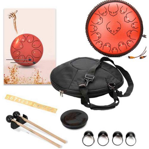  [아마존베스트]LOKE 15 Notes Steel Tongue Drum, 13 Inch Harmonic HandPan Drum with Beater Travel Bag for Meditation, Yoga and Zen