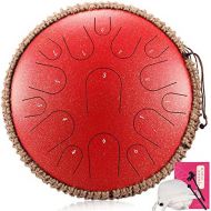 [아마존베스트]LOKE Steel Tongue Drum 15 Notes 13 Inch Harmonic HandPan Drum, Rhythm Instrument, Tank Drum Chakra Drum for Meditation, Yoga and Zen with Travel Bag