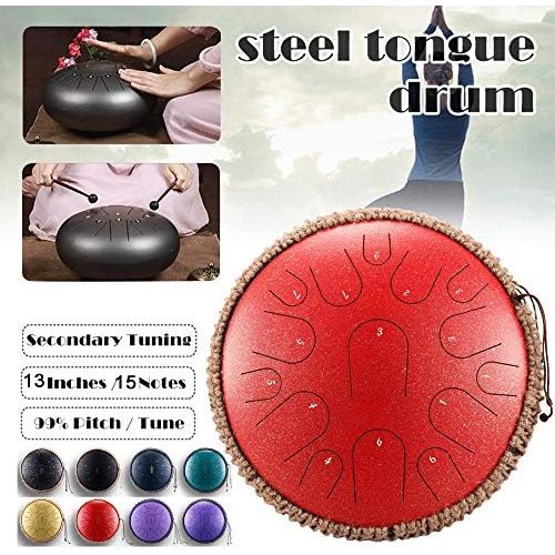  [아마존베스트]LOKE Steel Tongue Drum 15 Notes 13 Inch Harmonic HandPan Drum, Rhythm Instrument, Tank Drum Chakra Drum for Meditation, Yoga and Zen with Travel Bag