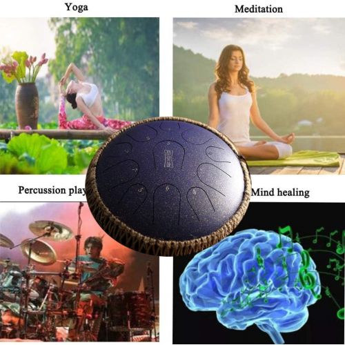  [아마존베스트]LOKE Steel Tongue Drum 15 Notes 13 Inch Harmonic HandPan Drum, Rhythm Instrument, Tank Drum Chakra Drum for Meditation, Yoga and Zen with Travel Bag