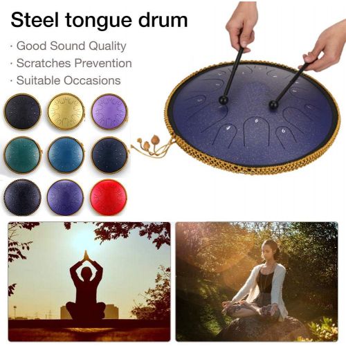  [아마존베스트]LOKE Steel Tongue Drum 15 Notes 13 Inch Harmonic HandPan Drum, Rhythm Instrument, Tank Drum Chakra Drum for Meditation, Yoga and Zen with Travel Bag