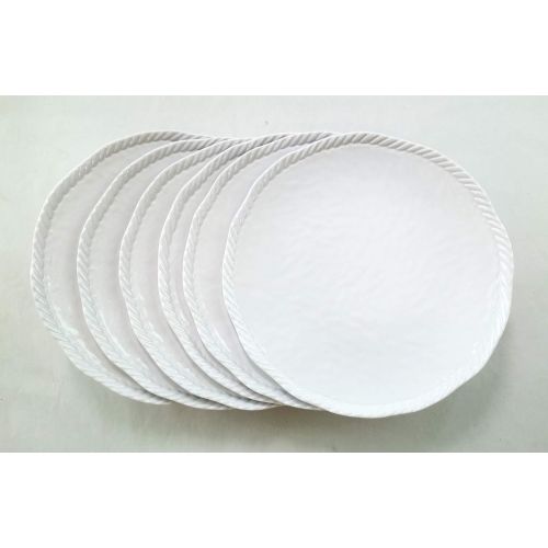  Lok-Osemile White Nautical Rope Melamine Dinner Plate 9 Inches 6 Pack (6)