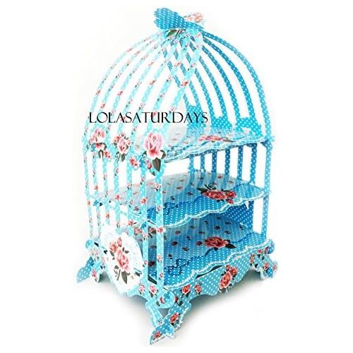  LolaSaturdays Birdcage 3 tier pastry cupcake stand (blue)