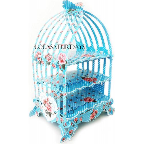  LolaSaturdays Birdcage 3 tier pastry cupcake stand (blue)