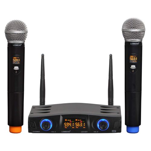  LOMEHO LO-U21 Dual Way Uhf 2 Handheld Multi Frequency Church Party Dj Karaoke Wireless Microphone